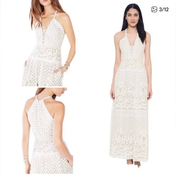 BCBGMaxAzria Christel Gown White Lace Floor Length Maxo Dress Wedding sz 6, $498 - Picture 3 of 8